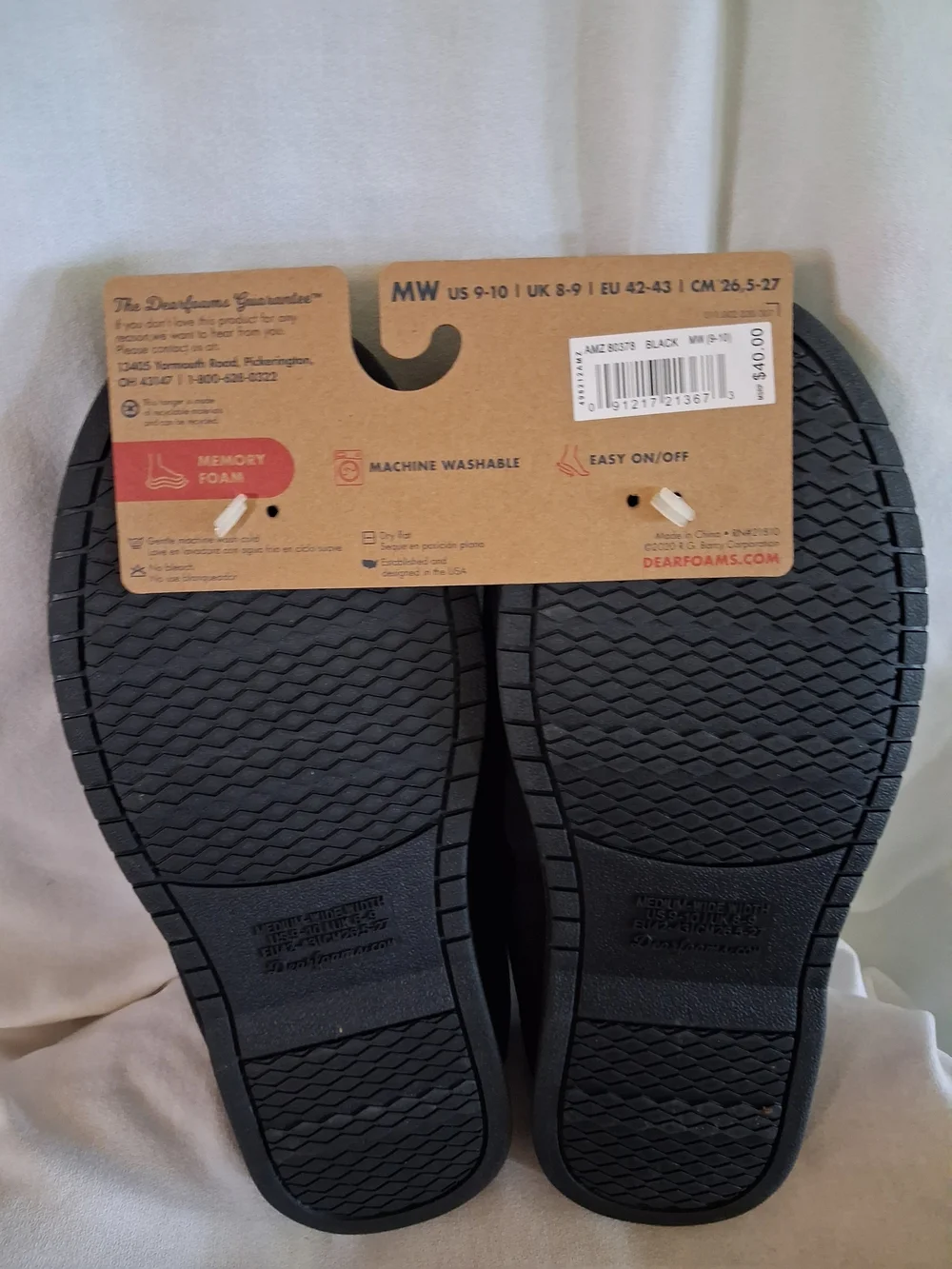 Dearfoams Men's Black Moccasin Slippers Size 9/10 New With Tags